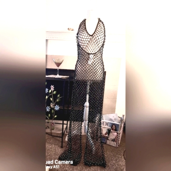 🩷NEW!⭐️ Fishnet gorgeous halter jumpsuit with grommets and stretch♥️ - Picture 1 of 6